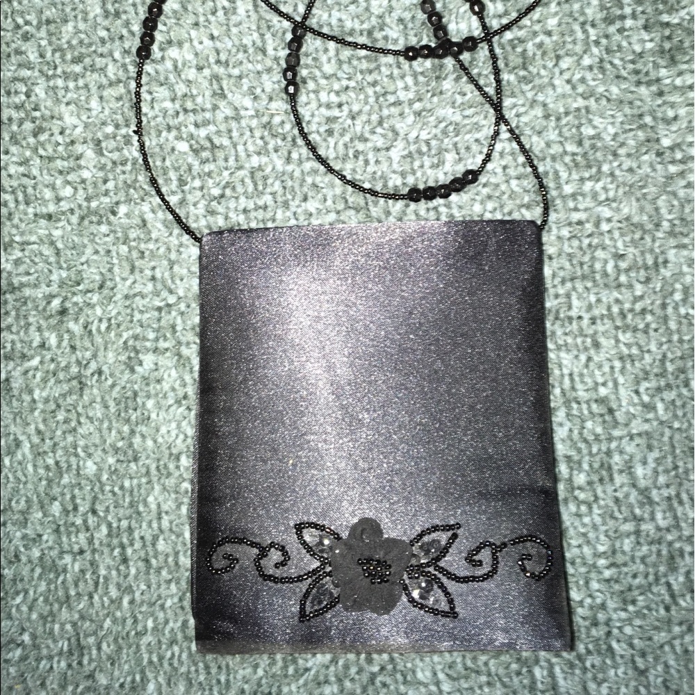 Vintage Jessica McClintock beaded black clutch